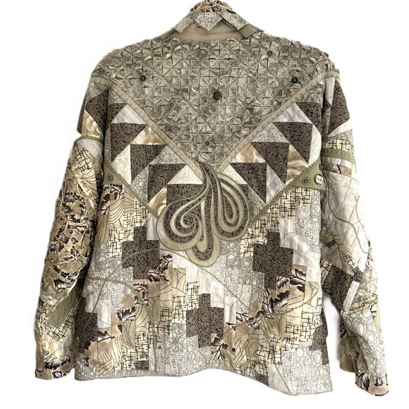 Handcrafted Embellished Quilted Jacket Size XL - Picture 6 of 14